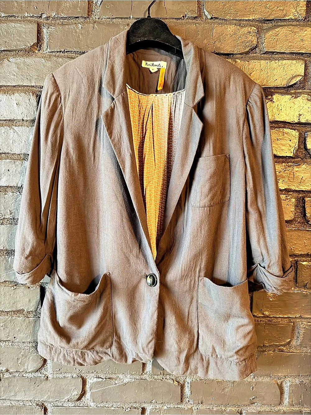 Anthropology Taupe Geometric Blazer Size Small/6